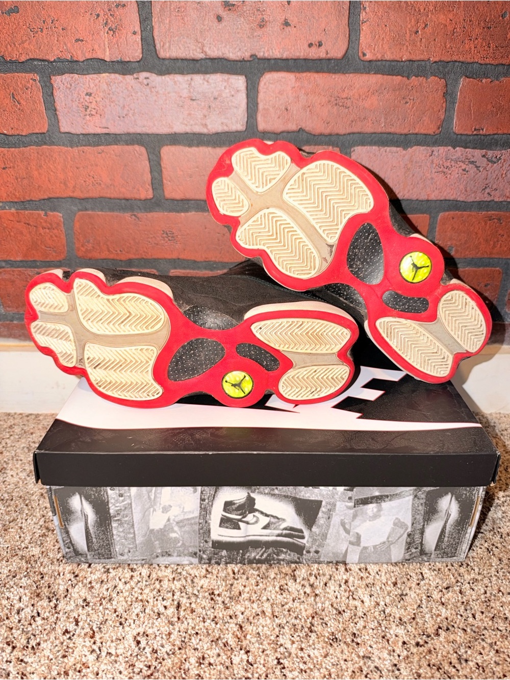 Jordan Black Leather High-Top Sneakers with Red and Yellow Accents - Picture 2 of 6